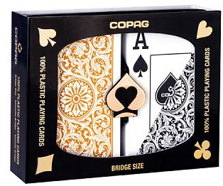 Copag 1546 Elite Plastic Playing Cards: Narrow, Super Index, Black/Gold main image